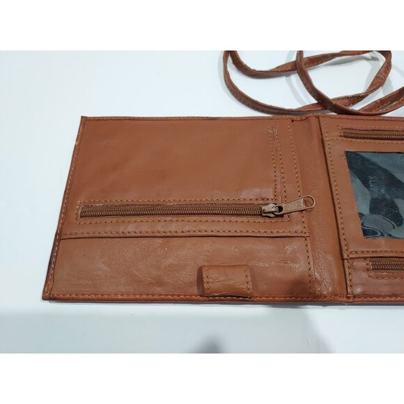 Crossbody Travel Bag Tan Brown Leather Vintage Small Purse Shoulder Bag Italy - Picture 9 of 13